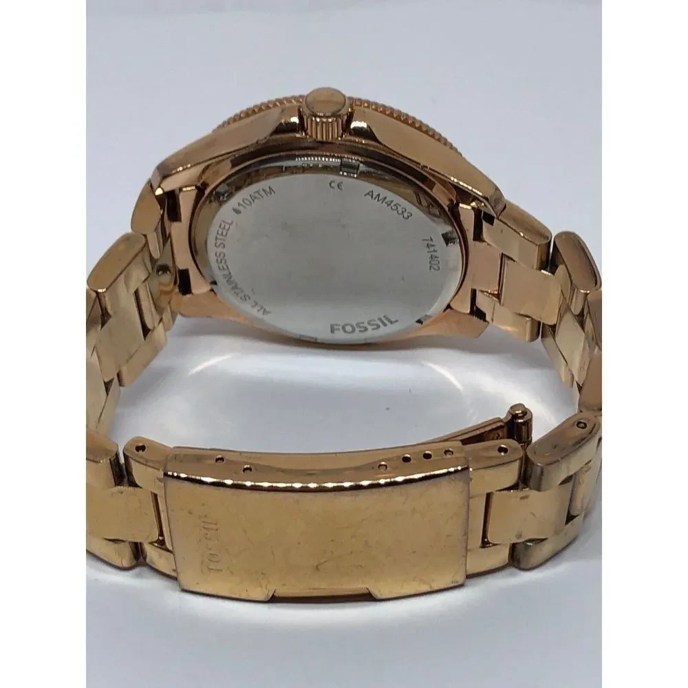 Fossil AM4533 Women's Stainless Steel Analog Taupe Dial Quartz Wrist Watch QB312
